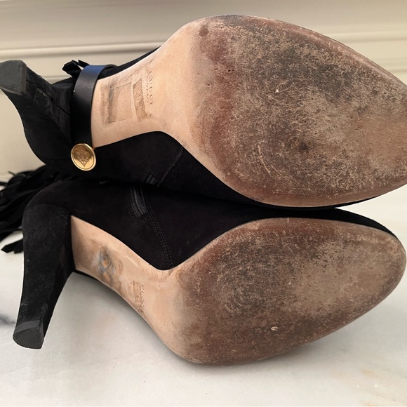 Black suede gucci fringe boots gold bling sz 40 MINT Fabulous for NYE Lifford - Picture 2 of 12